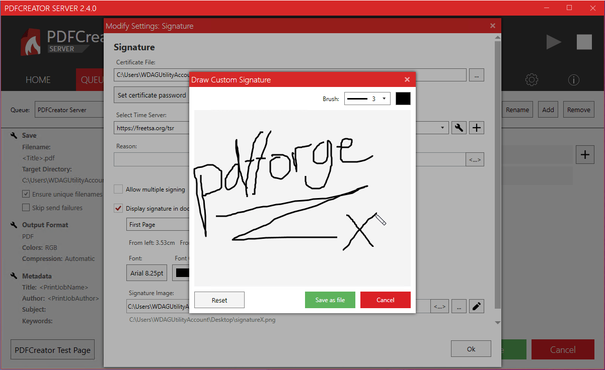 Draw Signature PDFCreator Server 2.4