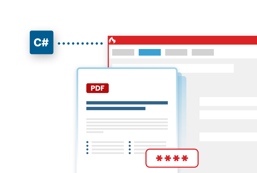 C sharp code connecting to a PDFCreator interface that produces a secured PDF document