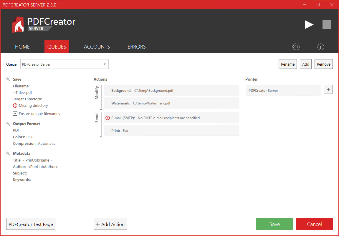 pdfcreator server password strength